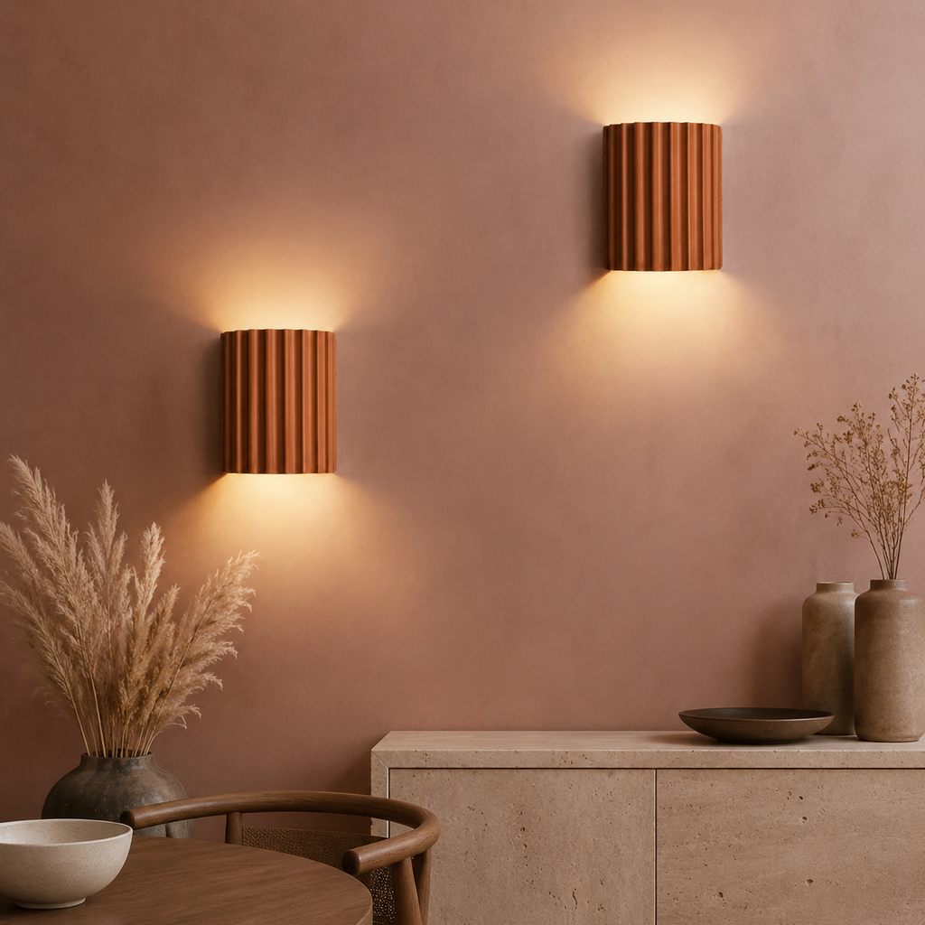 Wall Lamp | Ribbed Sculptural Up And Down Sconce, Resin, White Finish 3