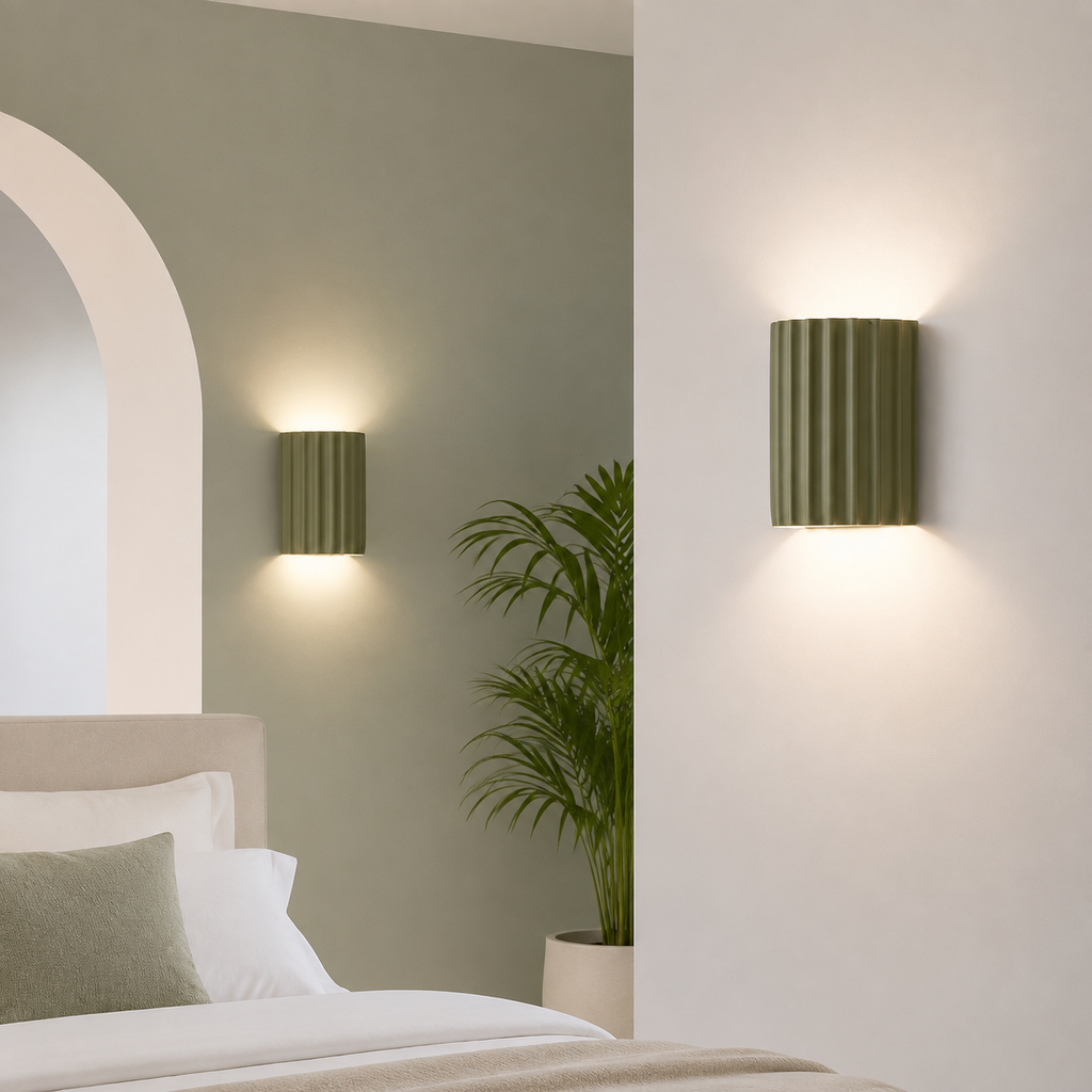 Wall Lamp | Ribbed Sculptural Up And Down Sconce, Resin, White Finish 4
