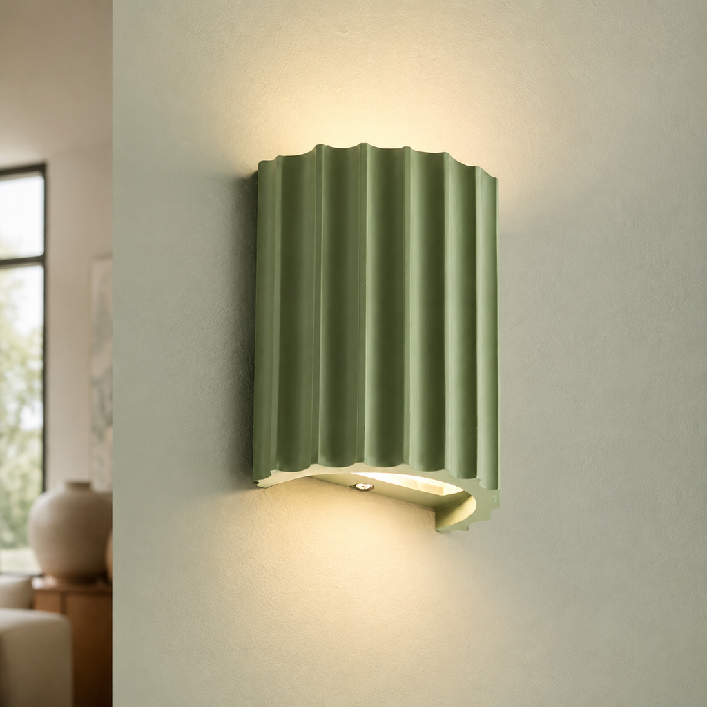 Wall Lamp | Ribbed Sculptural Up And Down Sconce, Resin, White Finish 5