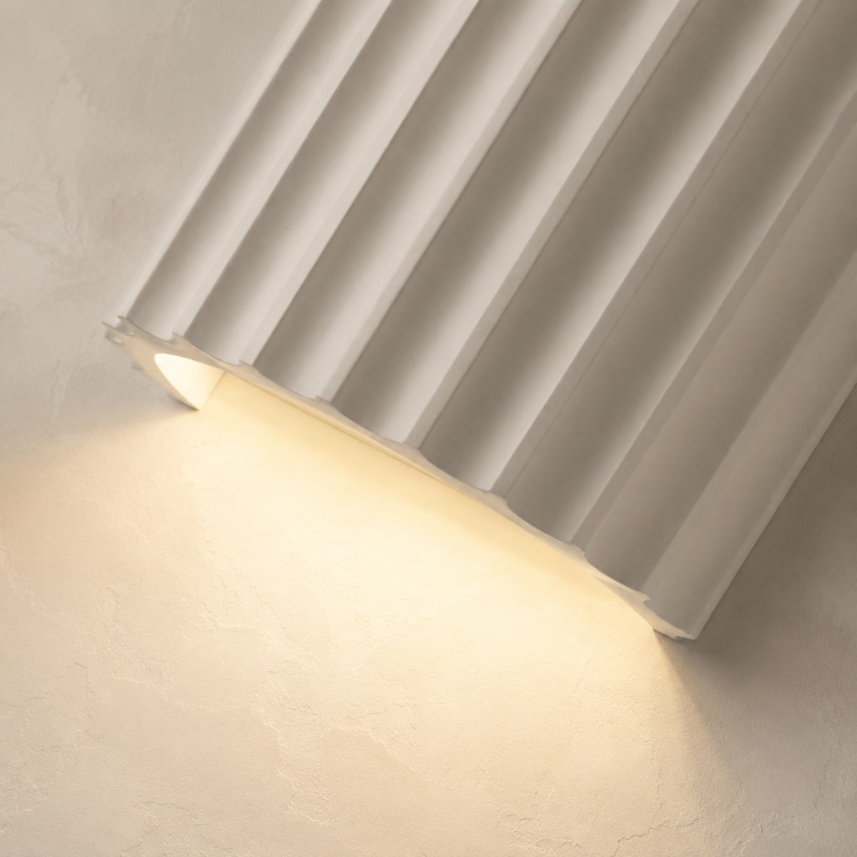 Wall Lamp | Ribbed Sculptural Up And Down Sconce, Resin, White Finish 6