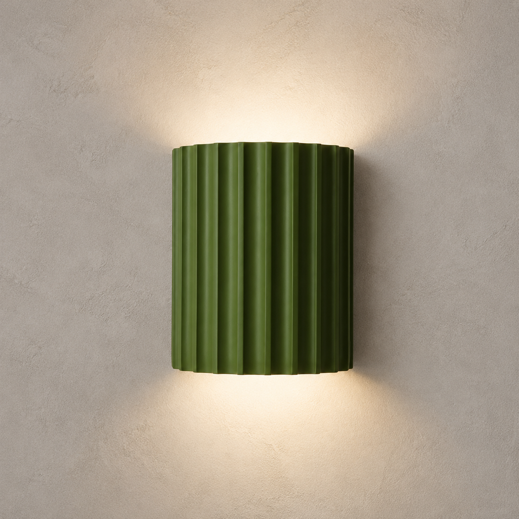 Wall Lamp | Ribbed Sculptural Up And Down Sconce, Resin, White Finish 7