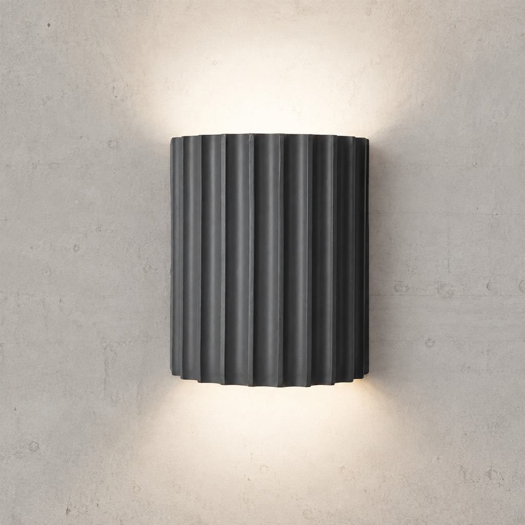 Wall Lamp | Ribbed Sculptural Up And Down Sconce, Resin, White Finish 9