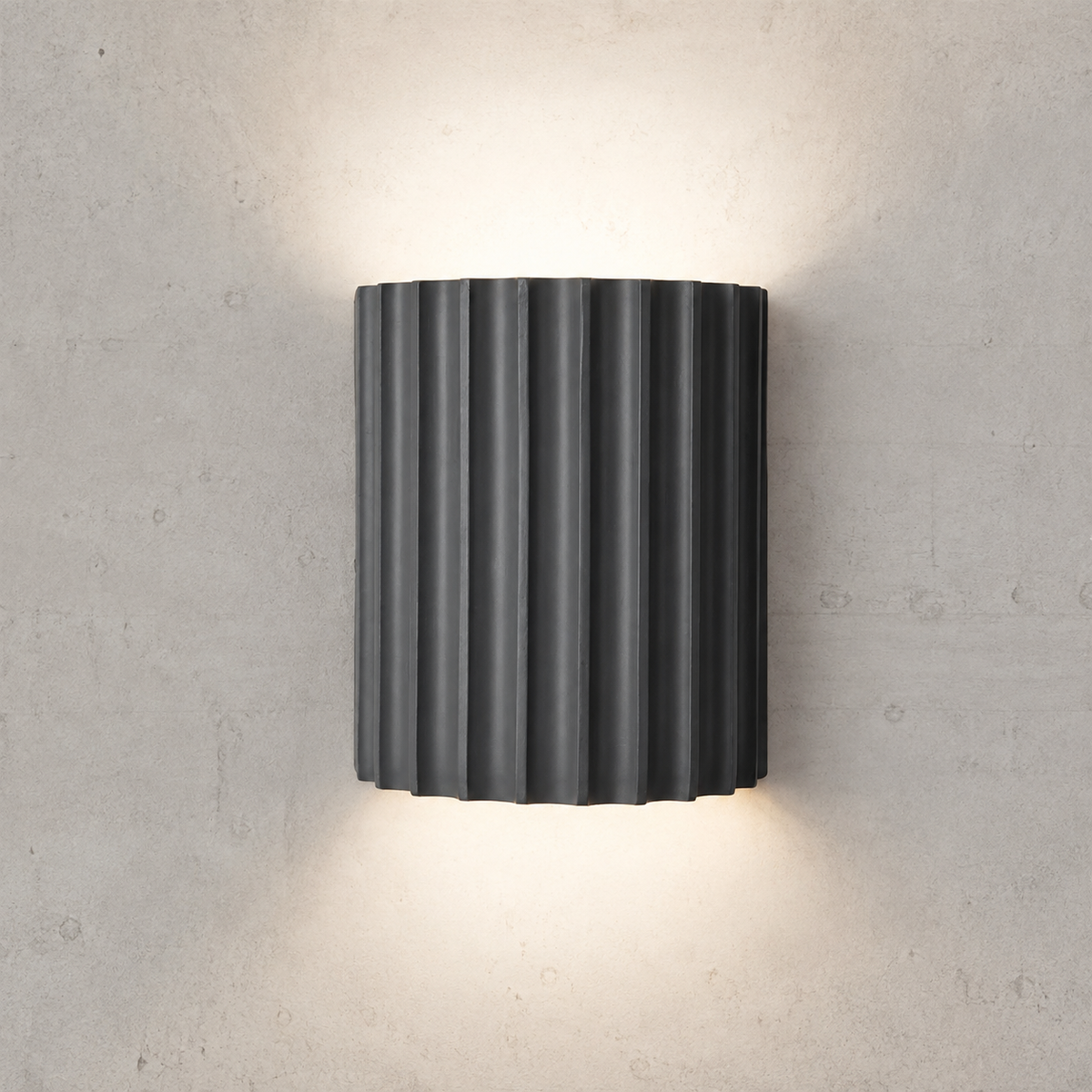Wall Lamp | Ribbed Sculptural Up And Down Sconce, Resin, White Finish 9
