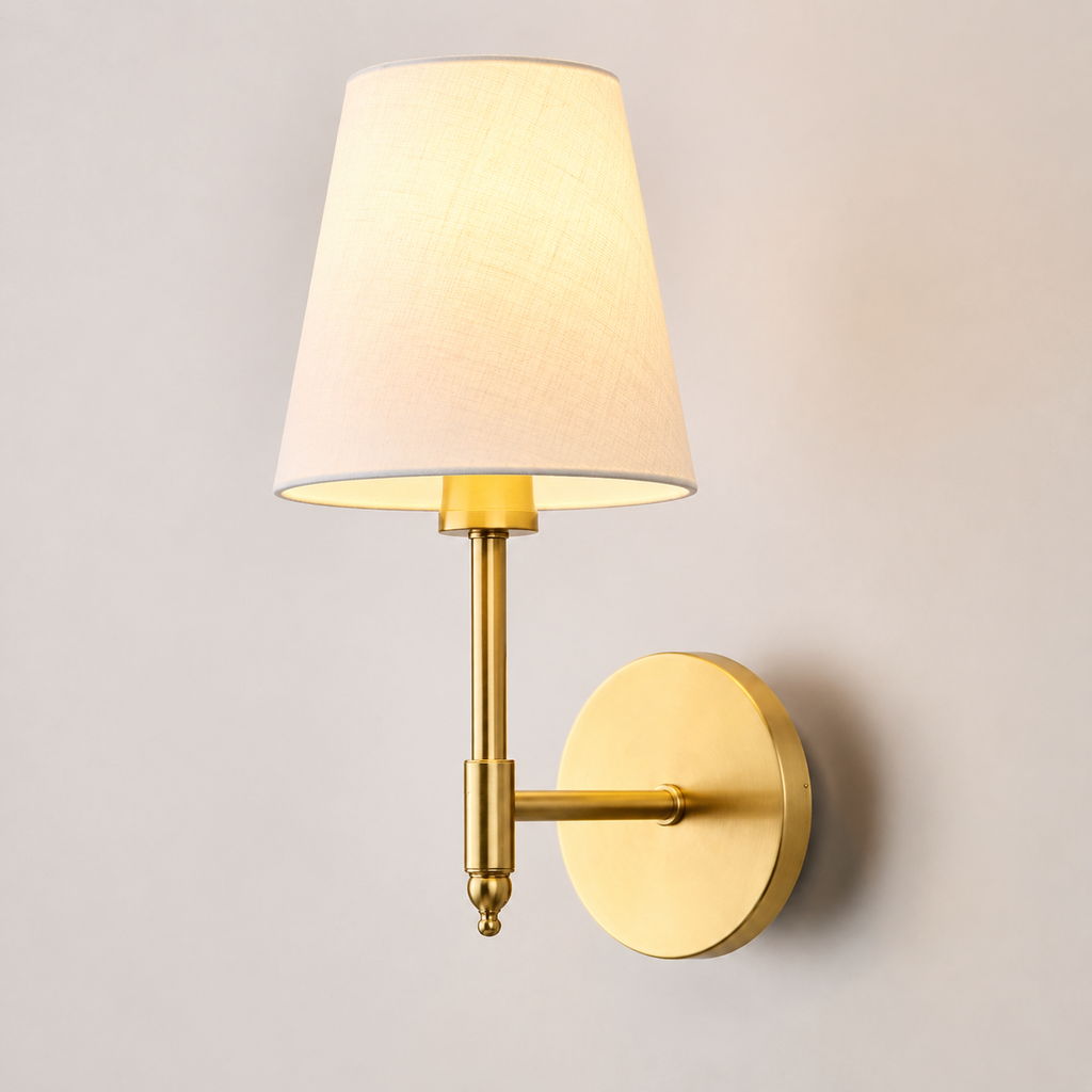 Wall Sconce Set, Cordless Adhesive or Screw Mounting, Tapered Shades, Set of Two 0