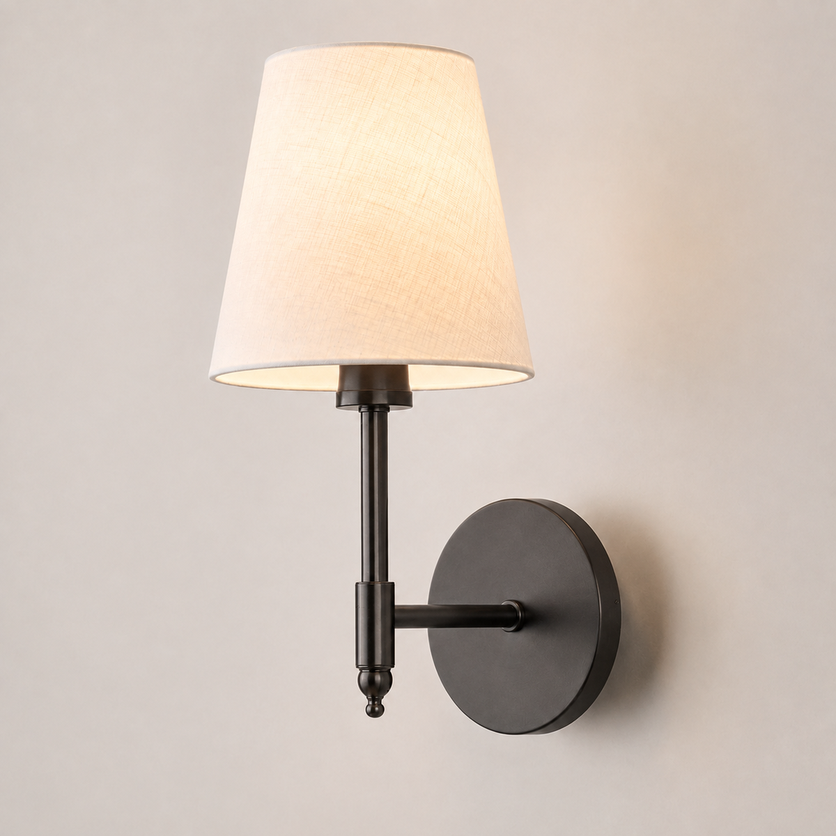 Wall Sconce Set, Cordless Adhesive or Screw Mounting, Tapered Shades, Set of Two 9