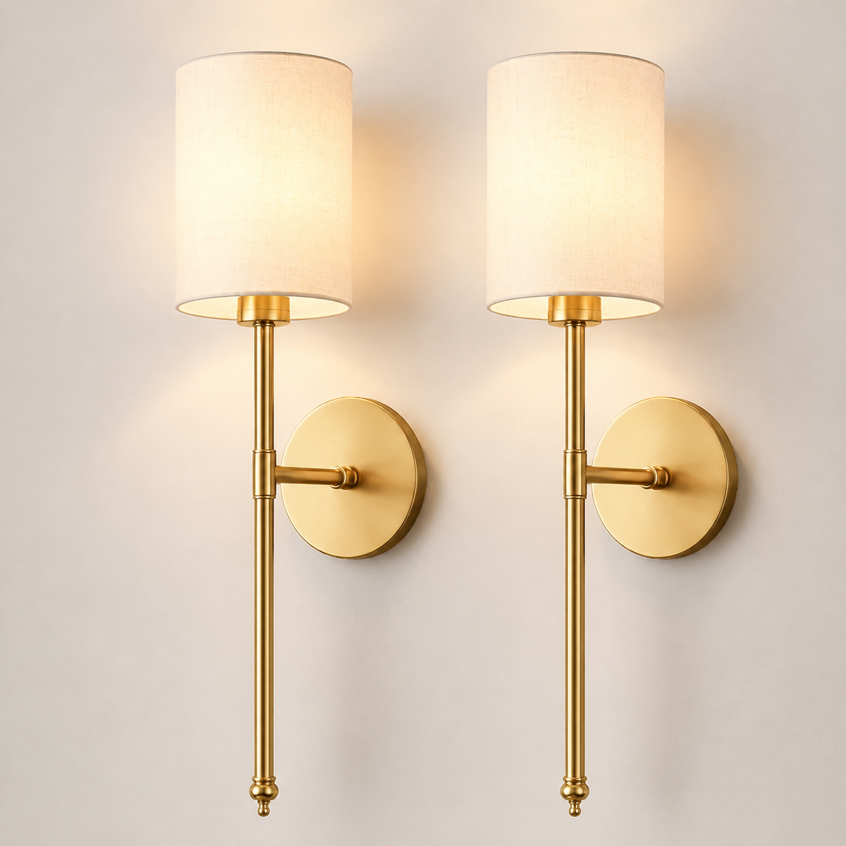 Wall Sconce Set, Cordless Cylindrical Design, Adhesive or Screw Mounting, Set of Two 0