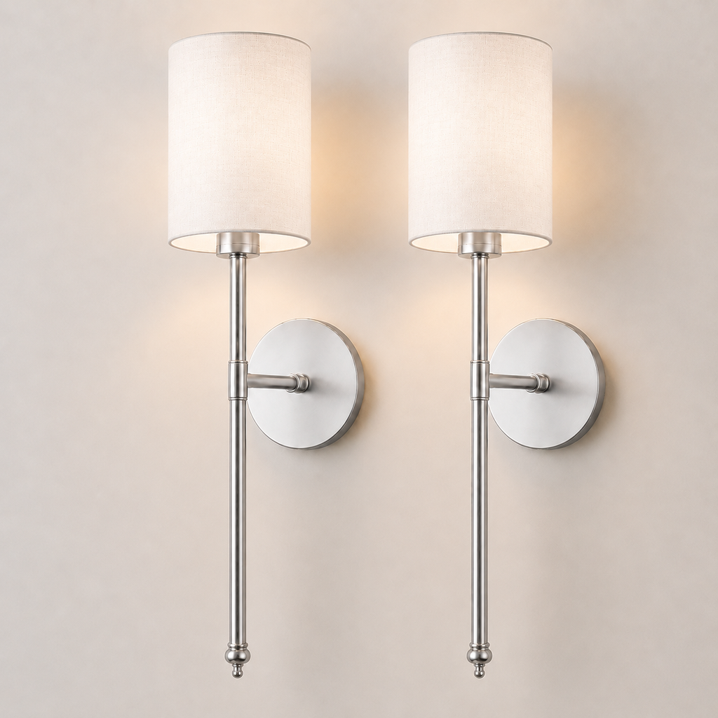 Wall Sconce Set, Cordless Cylindrical Design, Adhesive or Screw Mounting, Set of Two 10