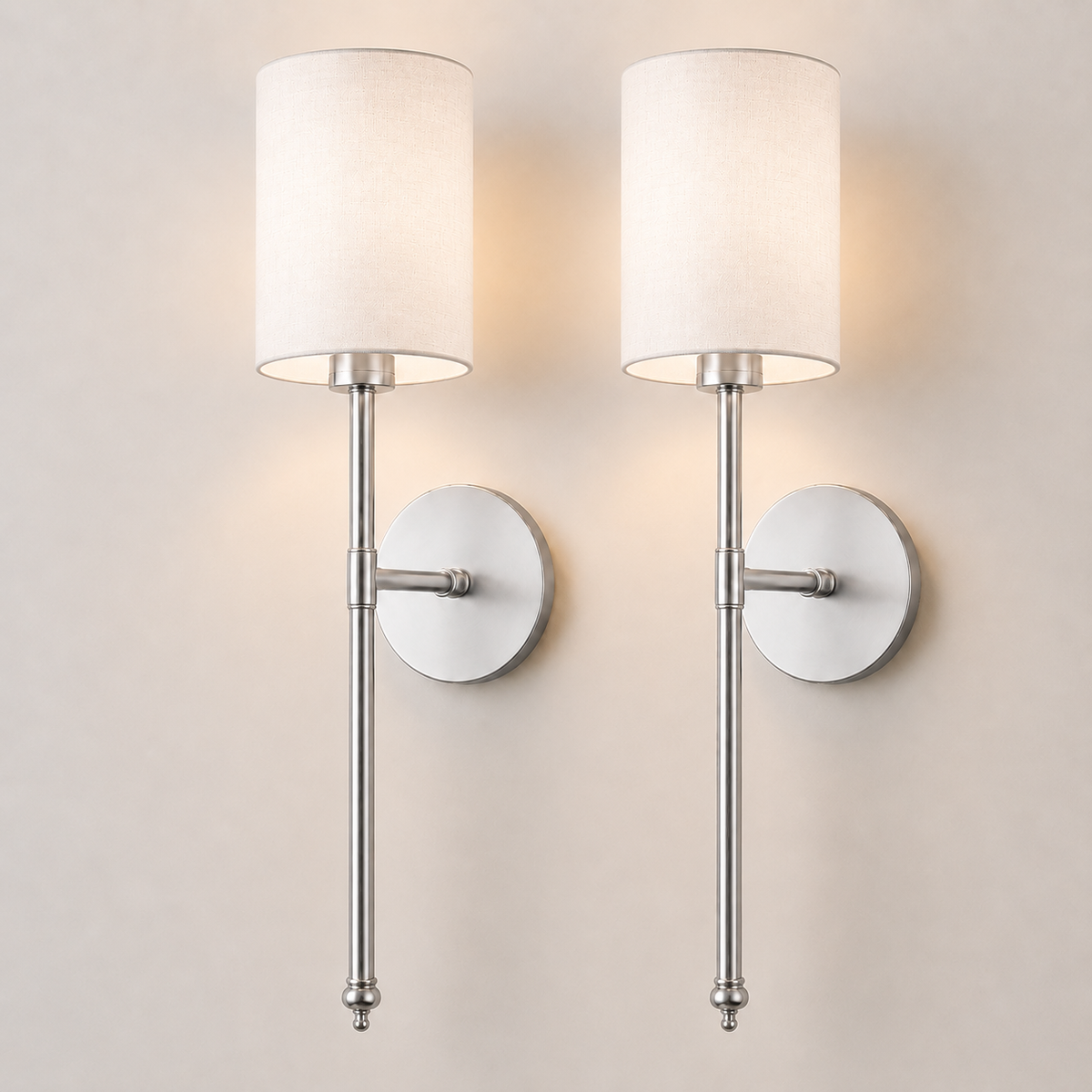 Wall Sconce Set, Cordless Cylindrical Design, Adhesive or Screw Mounting, Set of Two 10