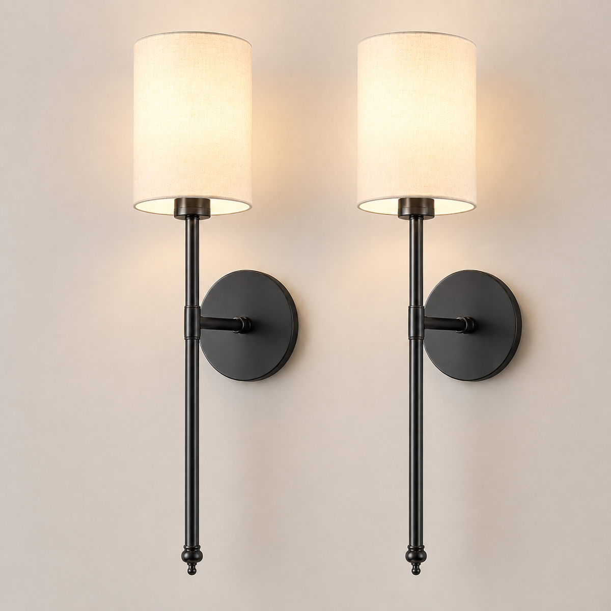 Wall Sconce Set, Cordless Cylindrical Design, Adhesive or Screw Mounting, Set of Two 9