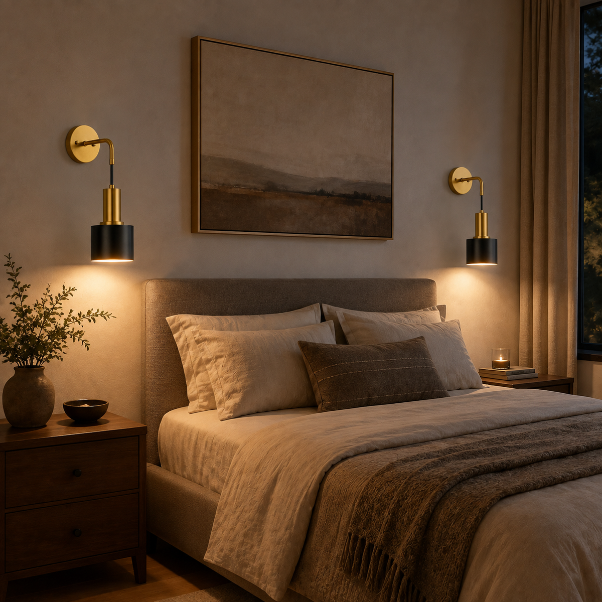Wall Sconce Set, Cordless Downward Lighting, Metal, Warm Neutral and Cool White 1