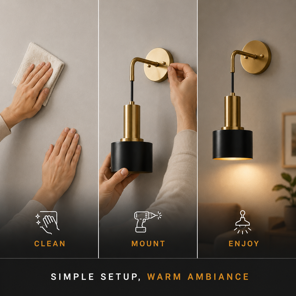 Wall Sconce Set, Cordless Downward Lighting, Metal, Warm Neutral and Cool White 3