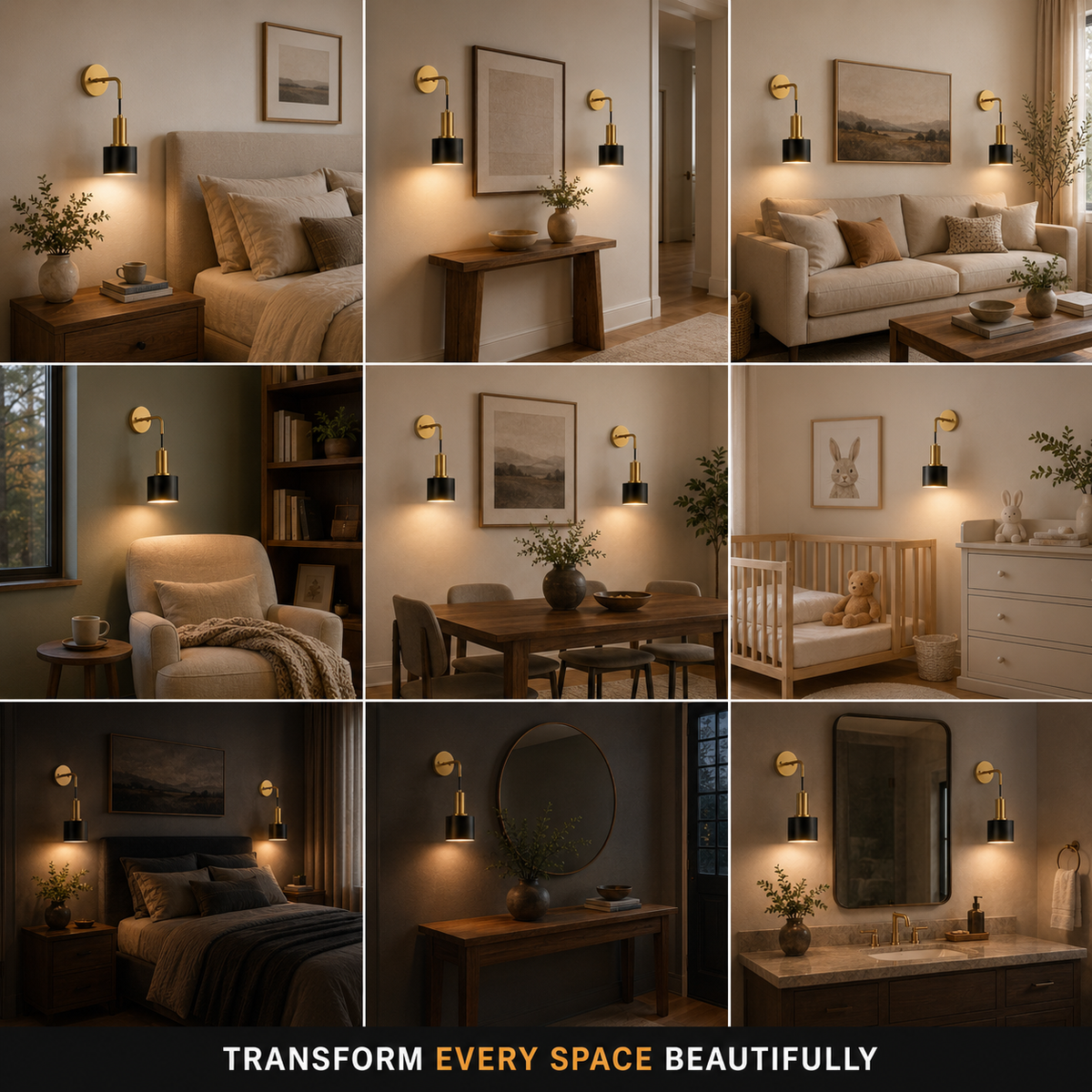 Wall Sconce Set, Cordless Downward Lighting, Metal, Warm Neutral and Cool White 5