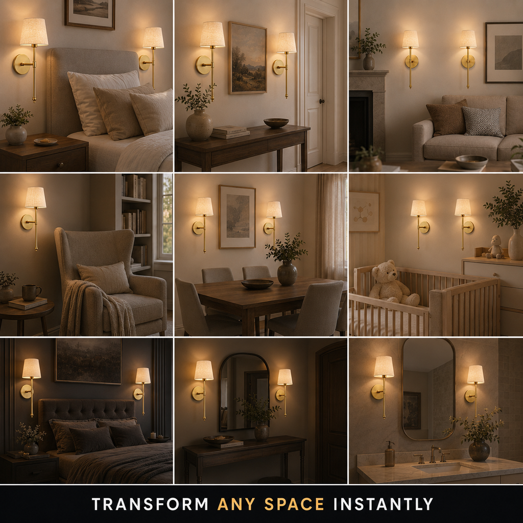 Wall Sconce Set, Cordless Peel and Stick Design, Remote Control Bulb Compatible, Set of Two 5