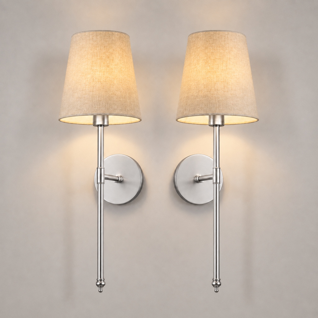 Wall Sconce Set, Cordless Peel and Stick Design, Remote Control Bulb Compatible, Set of Two 9
