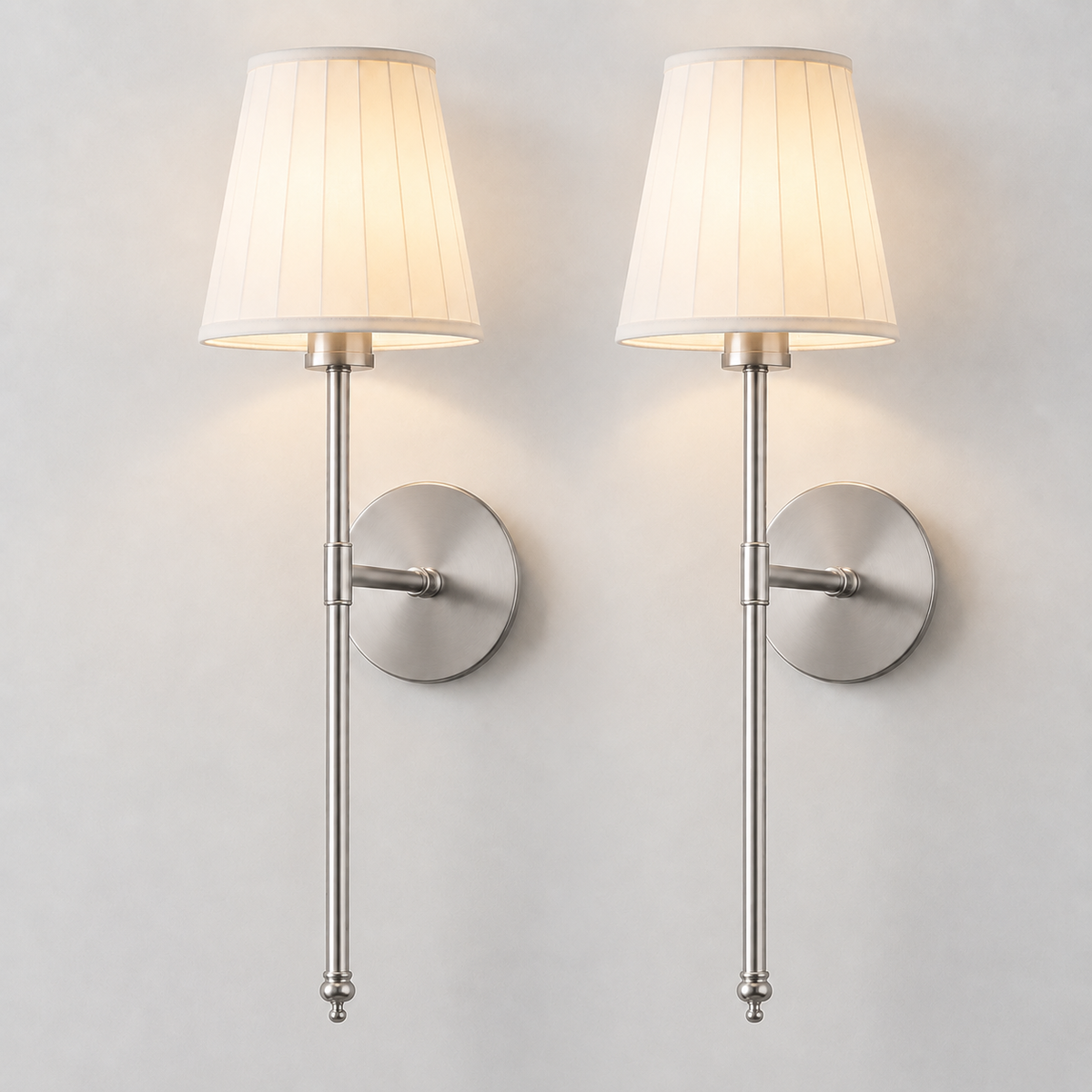 Wall Sconce Set, Cordless Pleated Design, Adhesive or Screw Mounting, Set of Two 10