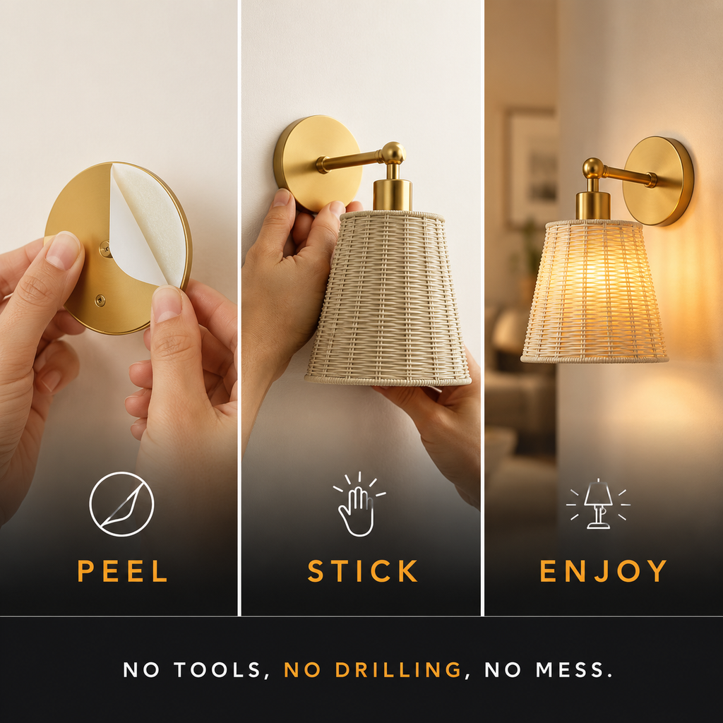 Wall Sconce With Tapered Woven Shade, Gold Finish, Natural Beige Shade 3