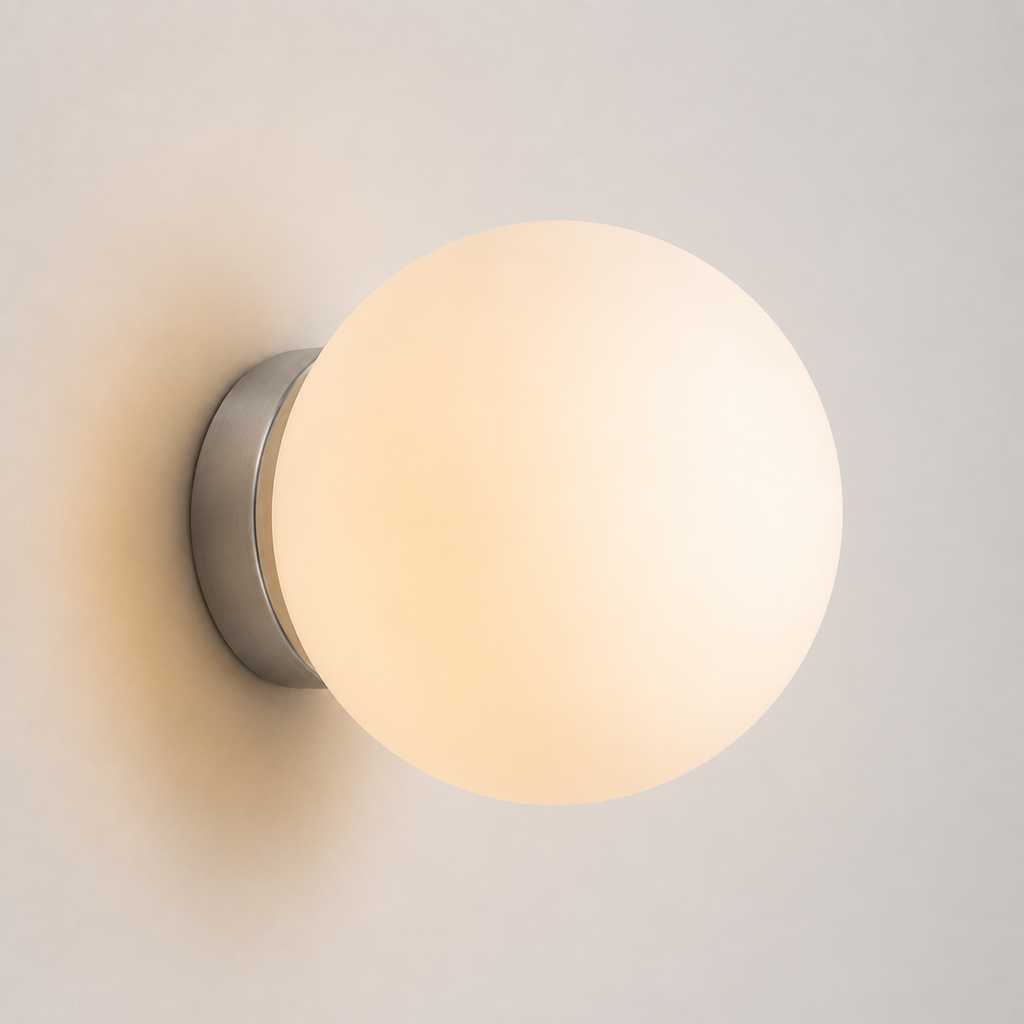 Wall Sconce, Round Globe Design, Matte Glass And Metal, Integrated LED 1