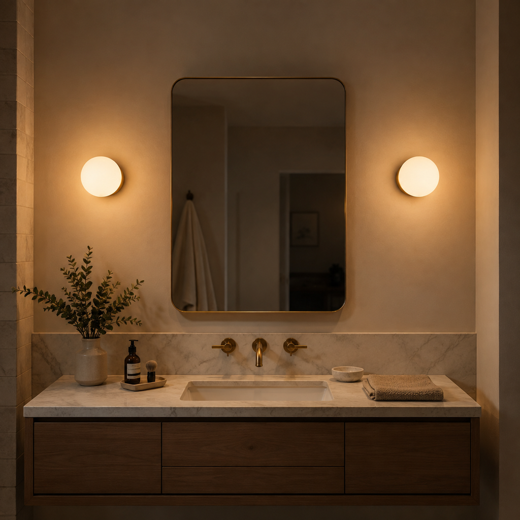 Wall Sconce, Round Globe Design, Matte Glass And Metal, Integrated LED 3
