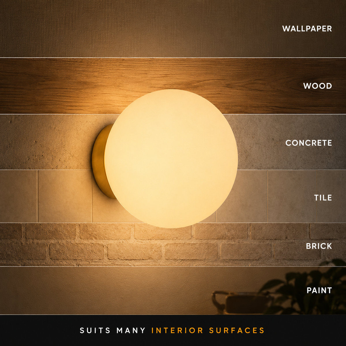 Wall Sconce, Round Globe Design, Matte Glass And Metal, Integrated LED 6