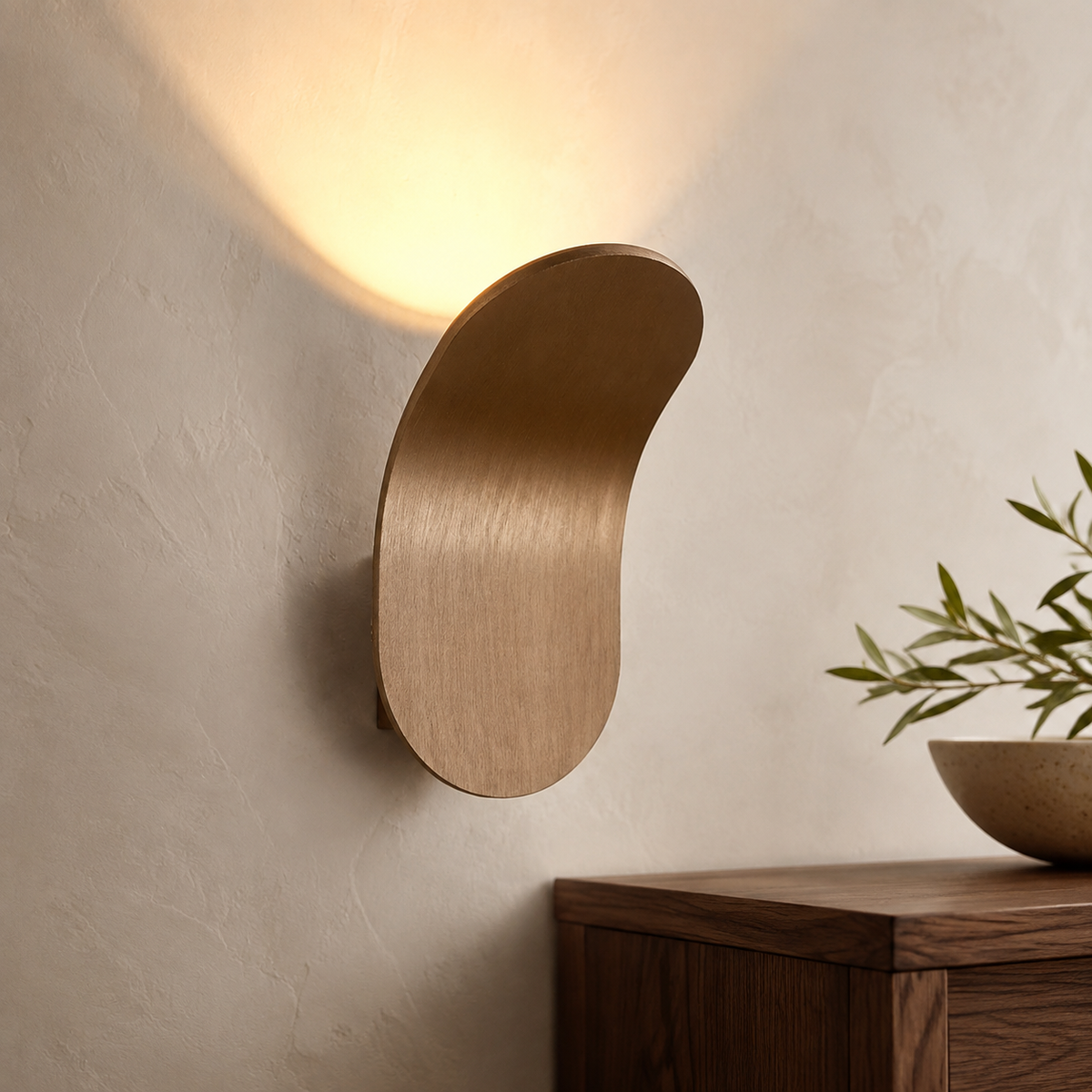 Wall Sconce | Curved Nordic LED Design, Iron, Champagne Finish 1