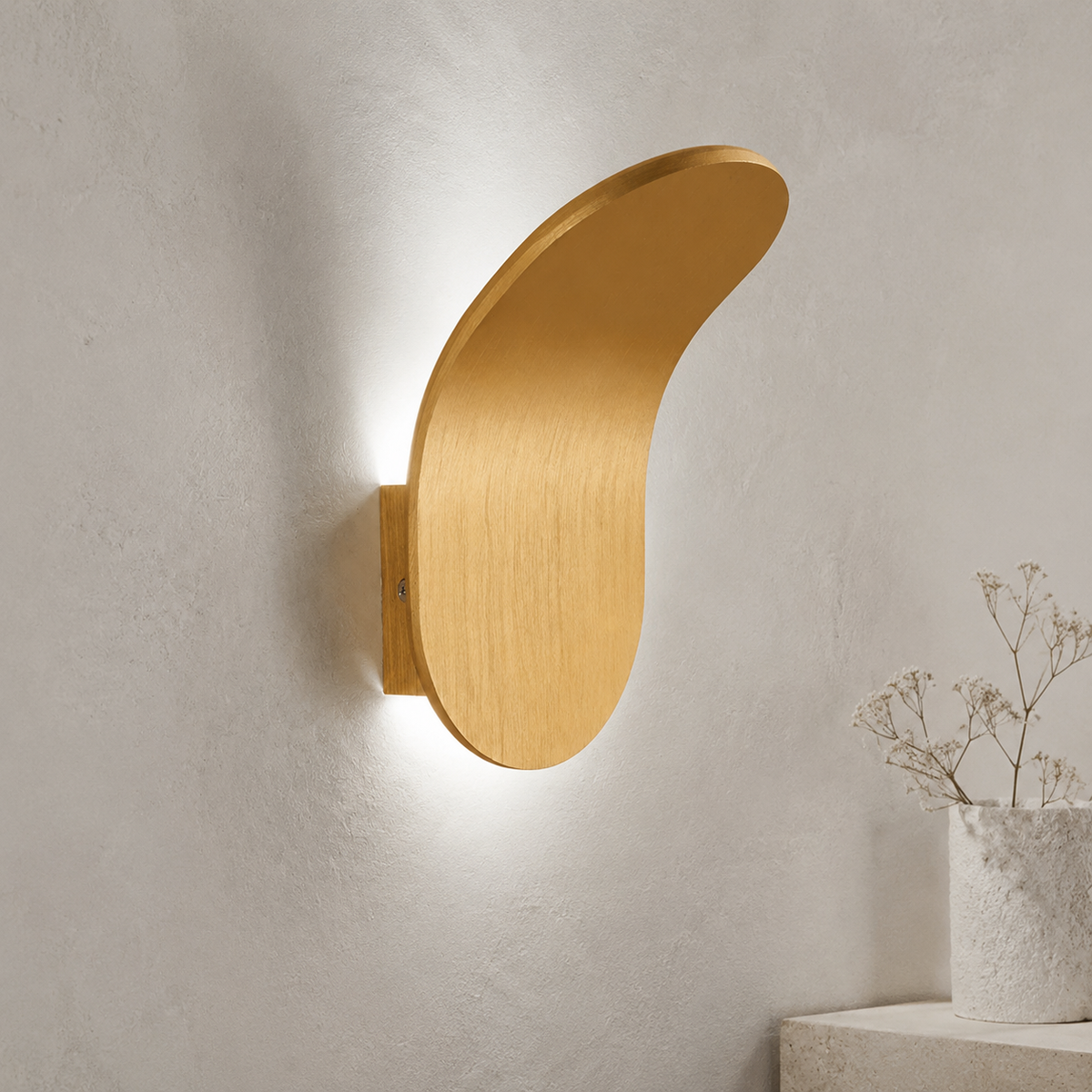 Wall Sconce | Curved Nordic LED Design, Iron, Champagne Finish 11