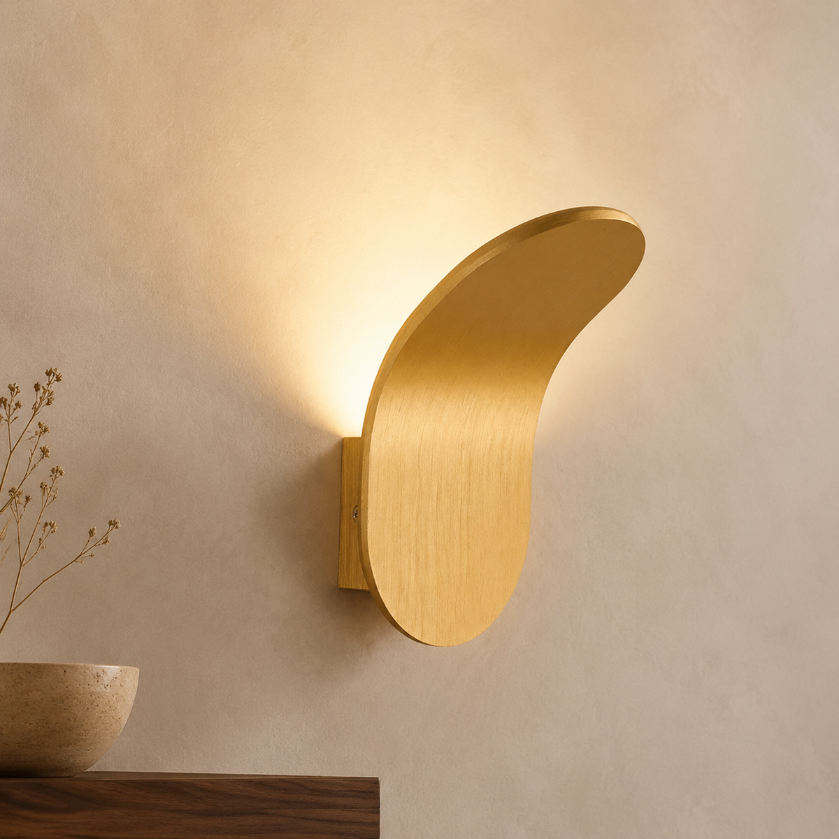 Wall Sconce | Curved Nordic LED Design, Iron, Champagne Finish 13