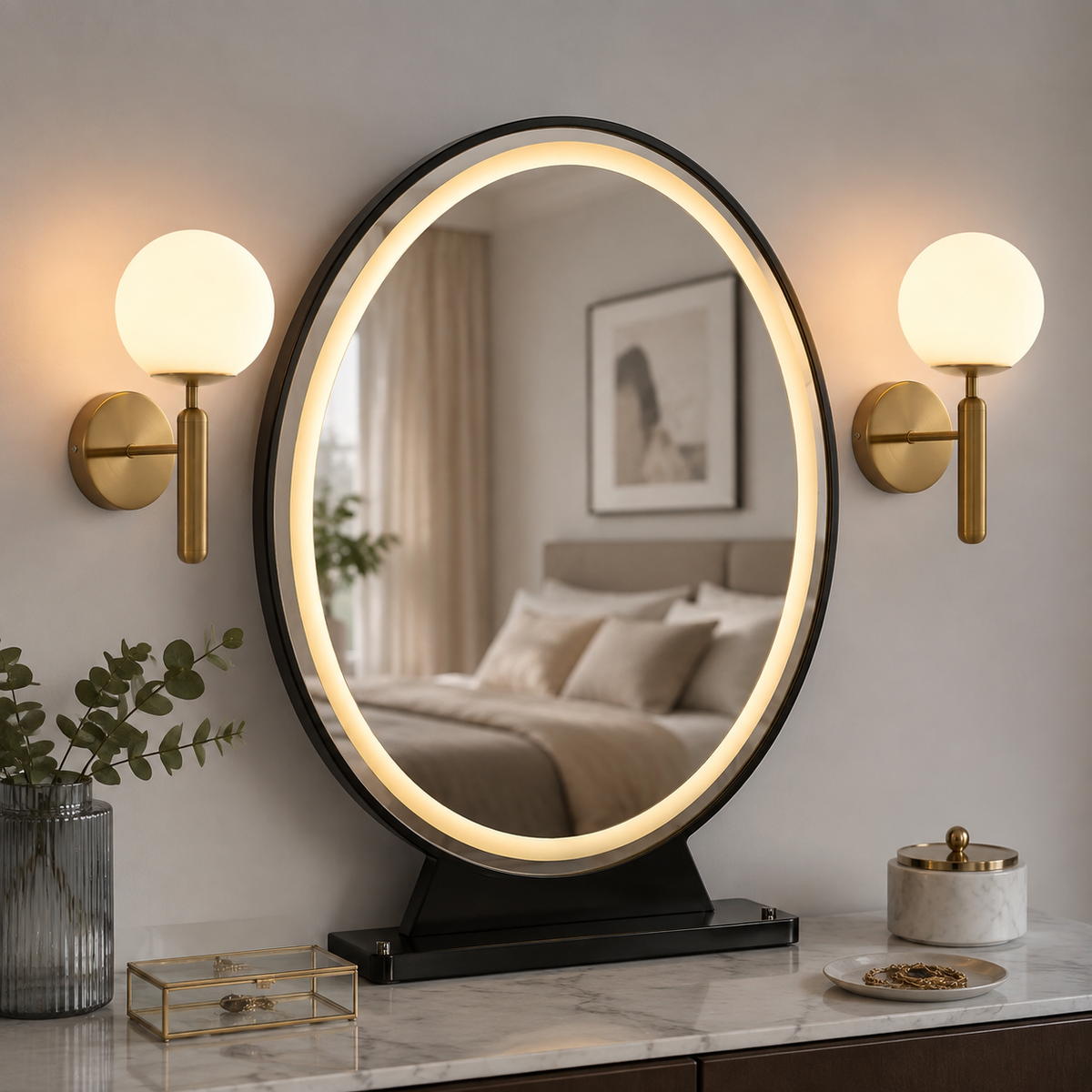 Wall Sconce | Frosted Glass Globe Light, Polished Metal, Black Or Gold 2