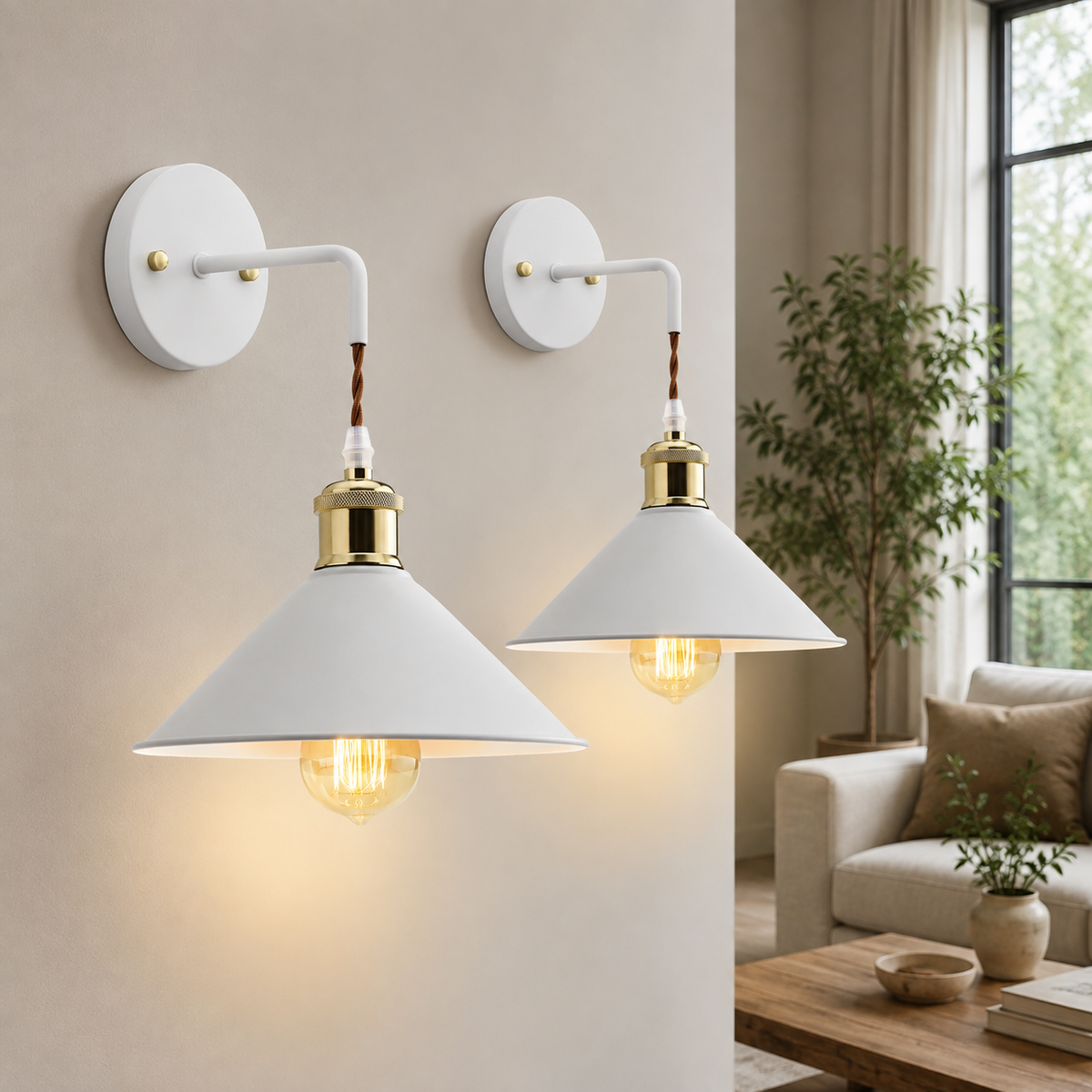 Wall Sconce | Industrial Hardwired E26 Light, Metal, Painted Finish 0