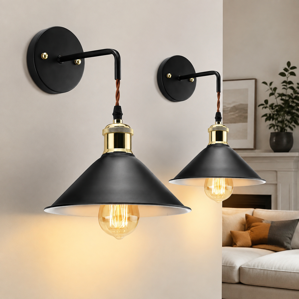 Wall Sconce | Industrial Hardwired E26 Light, Metal, Painted Finish 3