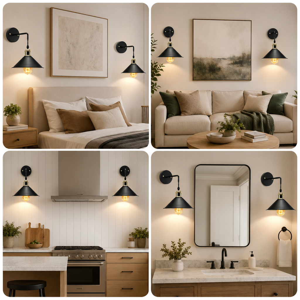 Wall Sconce | Industrial Hardwired E26 Light, Metal, Painted Finish 5