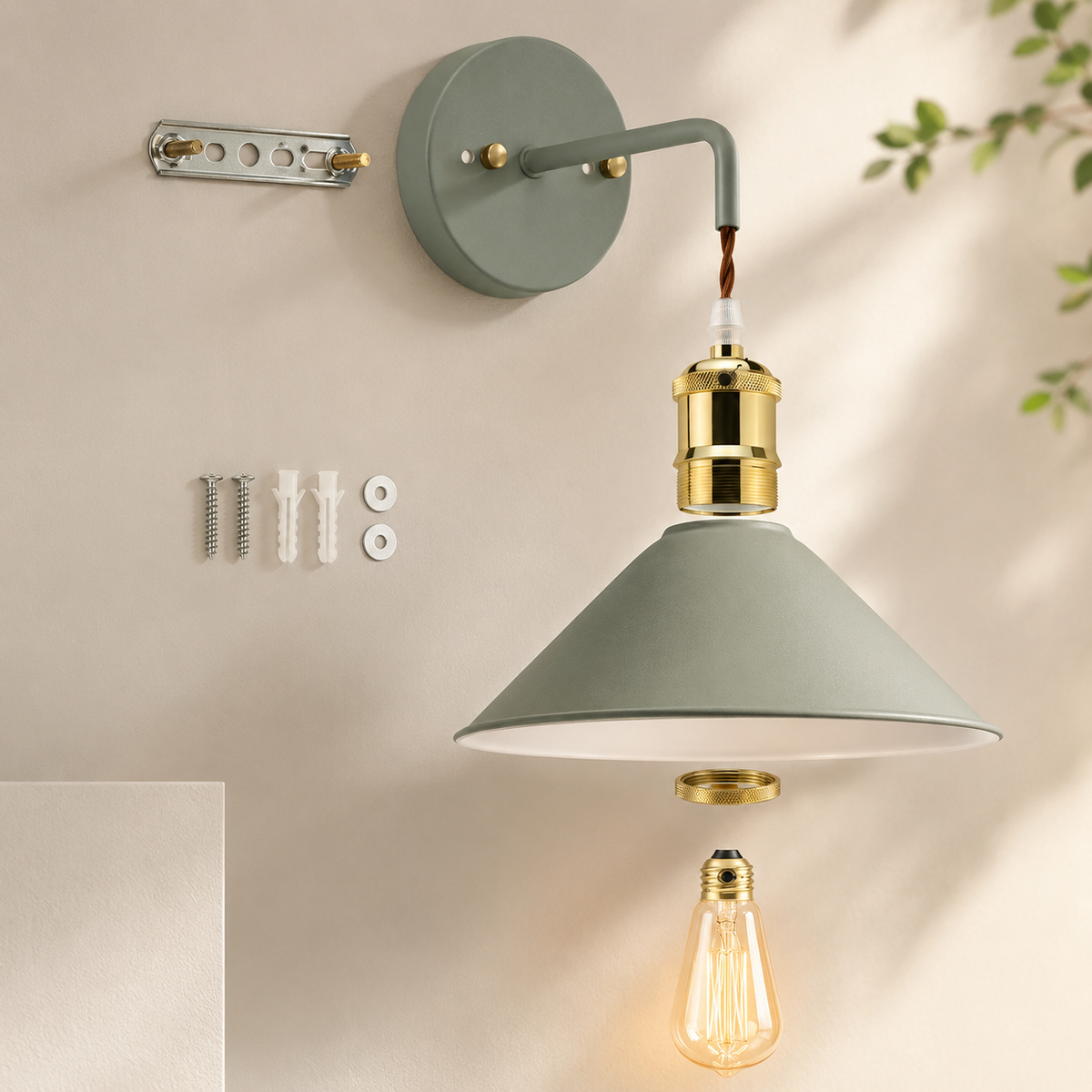 Wall Sconce | Industrial Hardwired E26 Light, Metal, Painted Finish 6