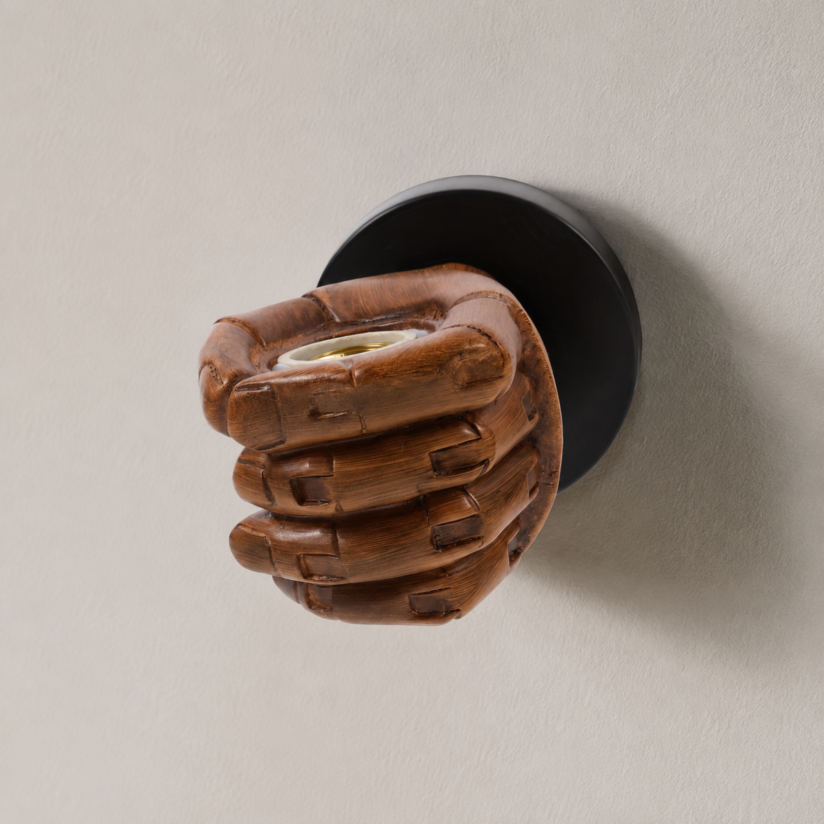 Wall Sconce | Sculptural Hand Shaped E26 Light, Resin, Brown Bronze 0
