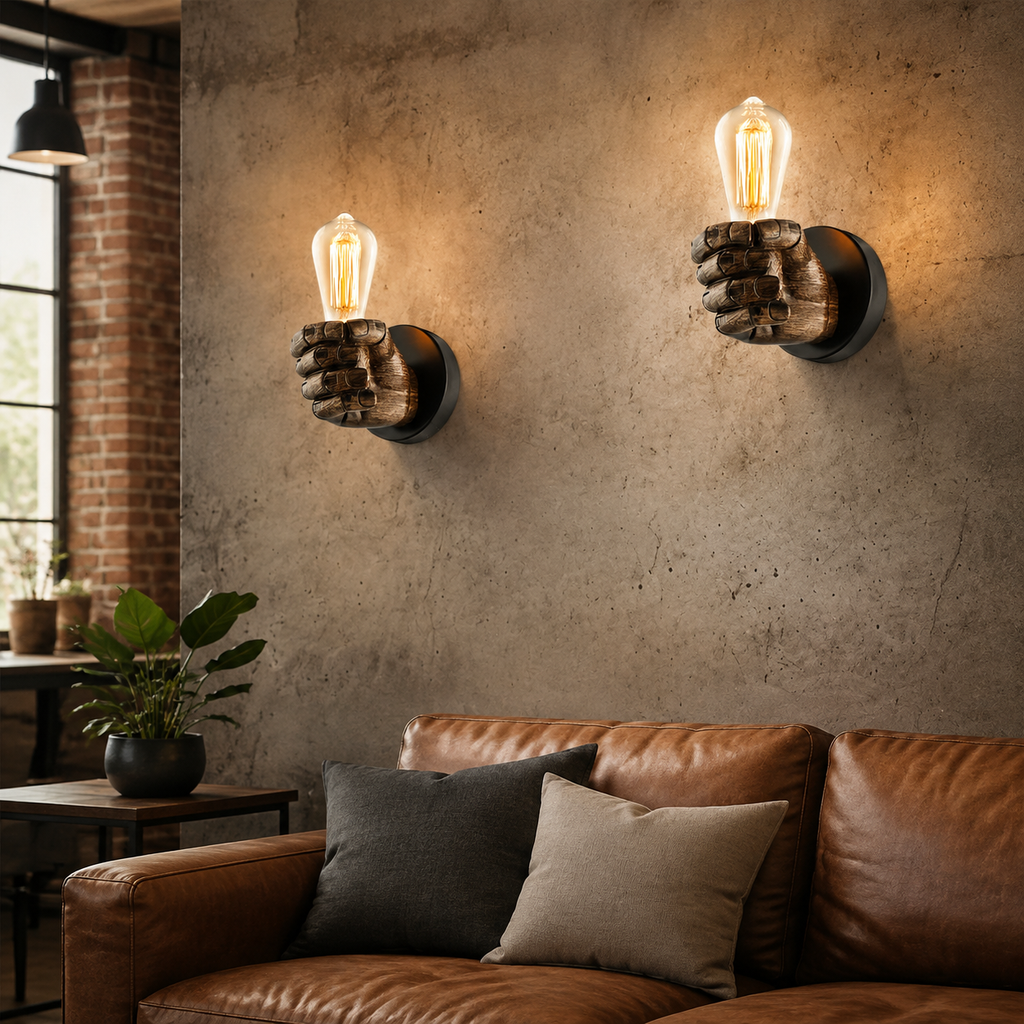 Wall Sconce | Sculptural Hand Shaped E26 Light, Resin, Brown Bronze 2