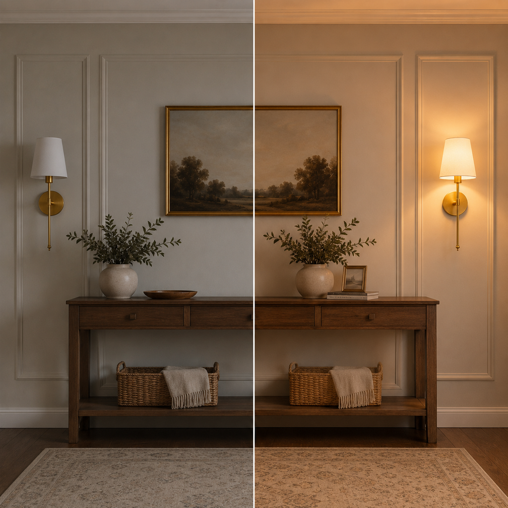 Wireless Wall Sconces Set of 2 with Peel and Stick Mount, Metal Arm, White Fabric Shade 4