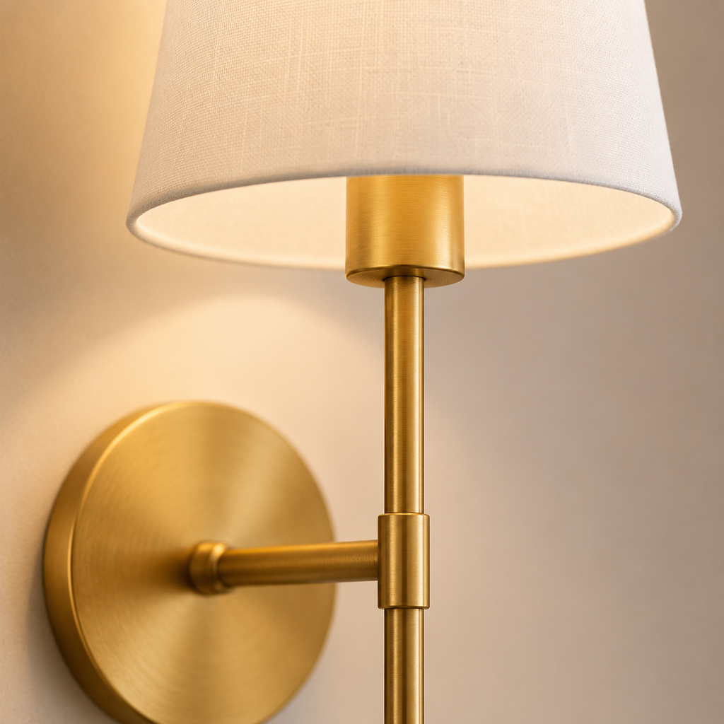 Wireless Wall Sconces Set of 2 with Peel and Stick Mount, Metal Arm, White Fabric Shade 6